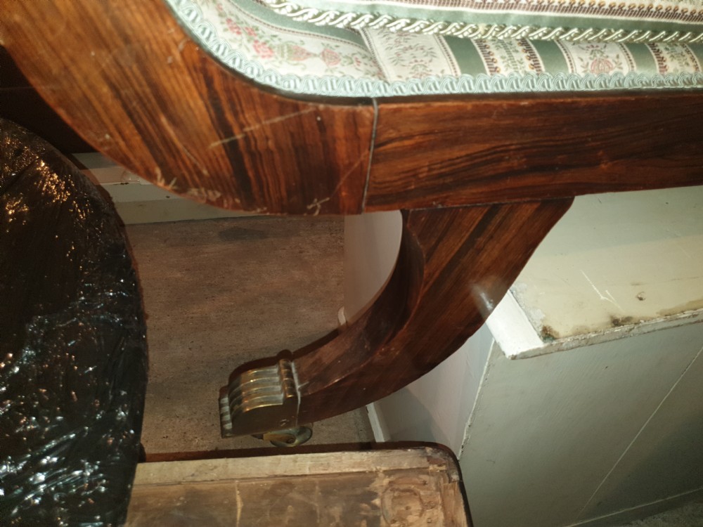Large Regency brass inlaid rosewood chaise longue View XII