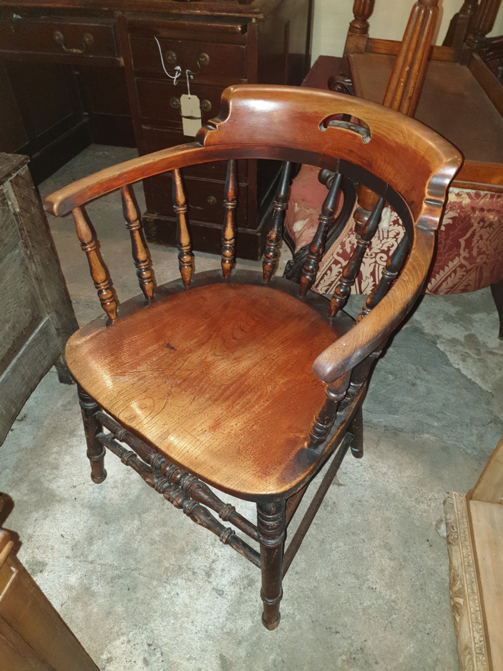 Good original untouched smokers bow desk armchair 