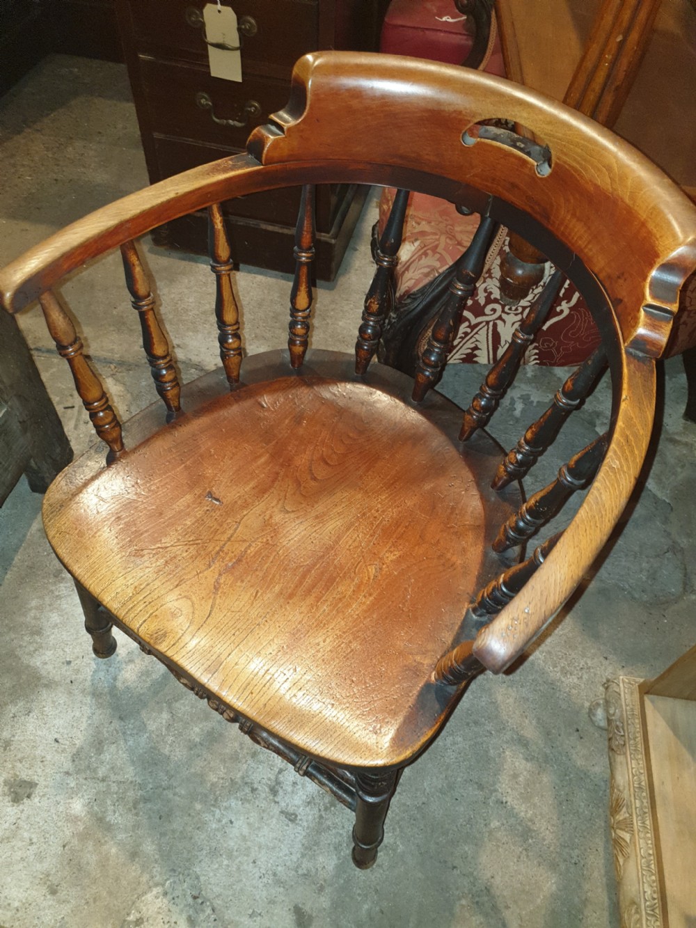 Good original untouched smokers bow desk armchair  View II