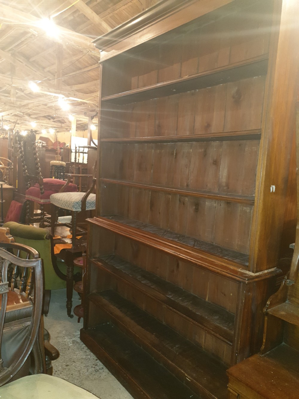 Large and tall late Victorian open front bookcase 