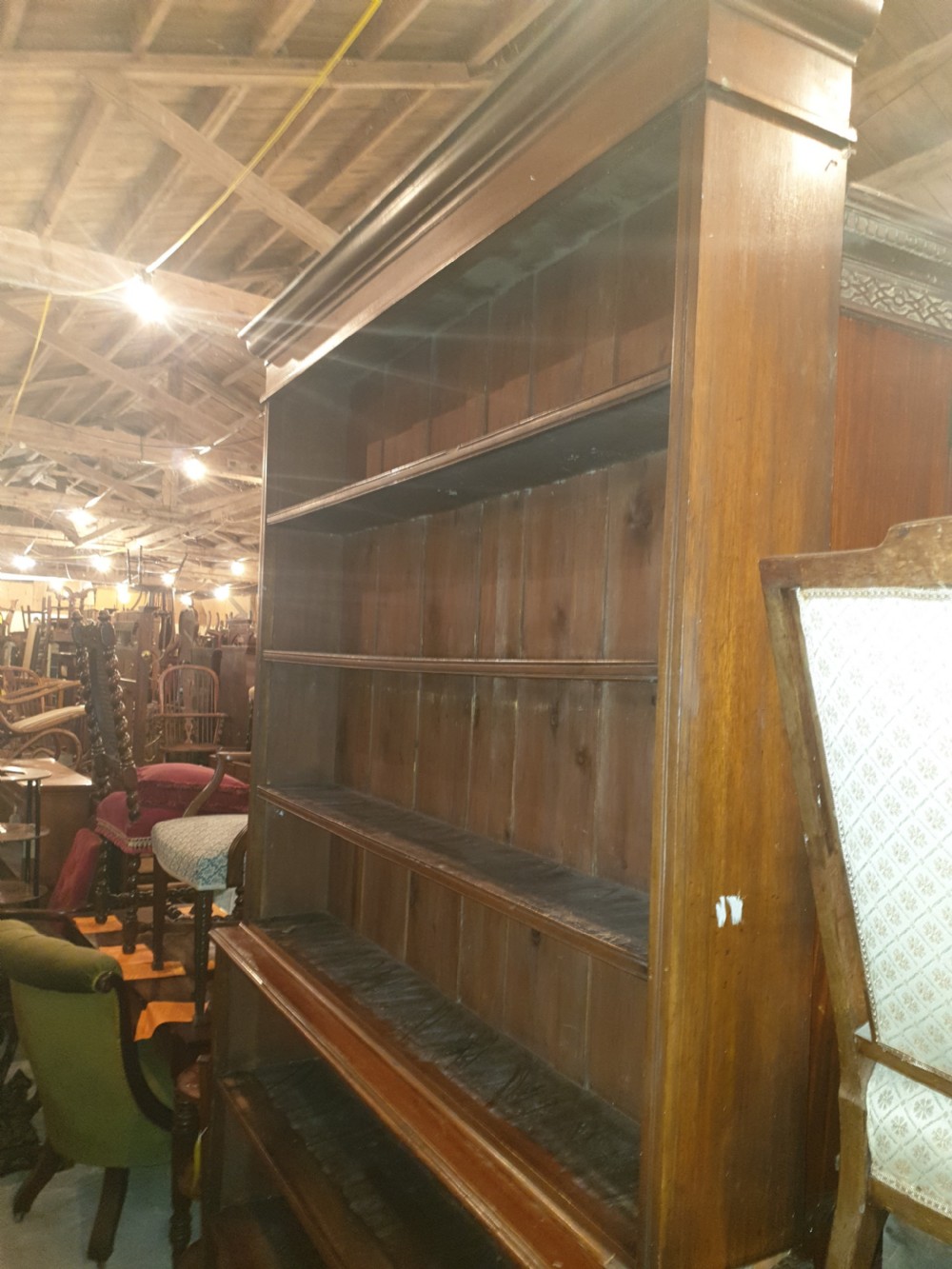 Large and tall late Victorian open front bookcase  View III