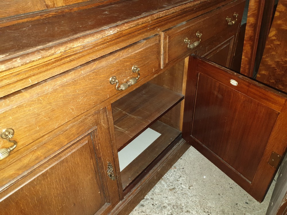 Late Victorian oak 2 part library bookcase  View VI