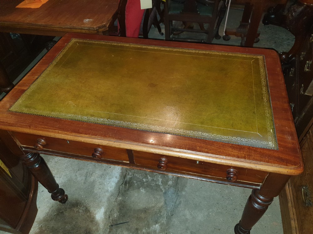 Late Victorian mahogany 2 drawer writing table  View III