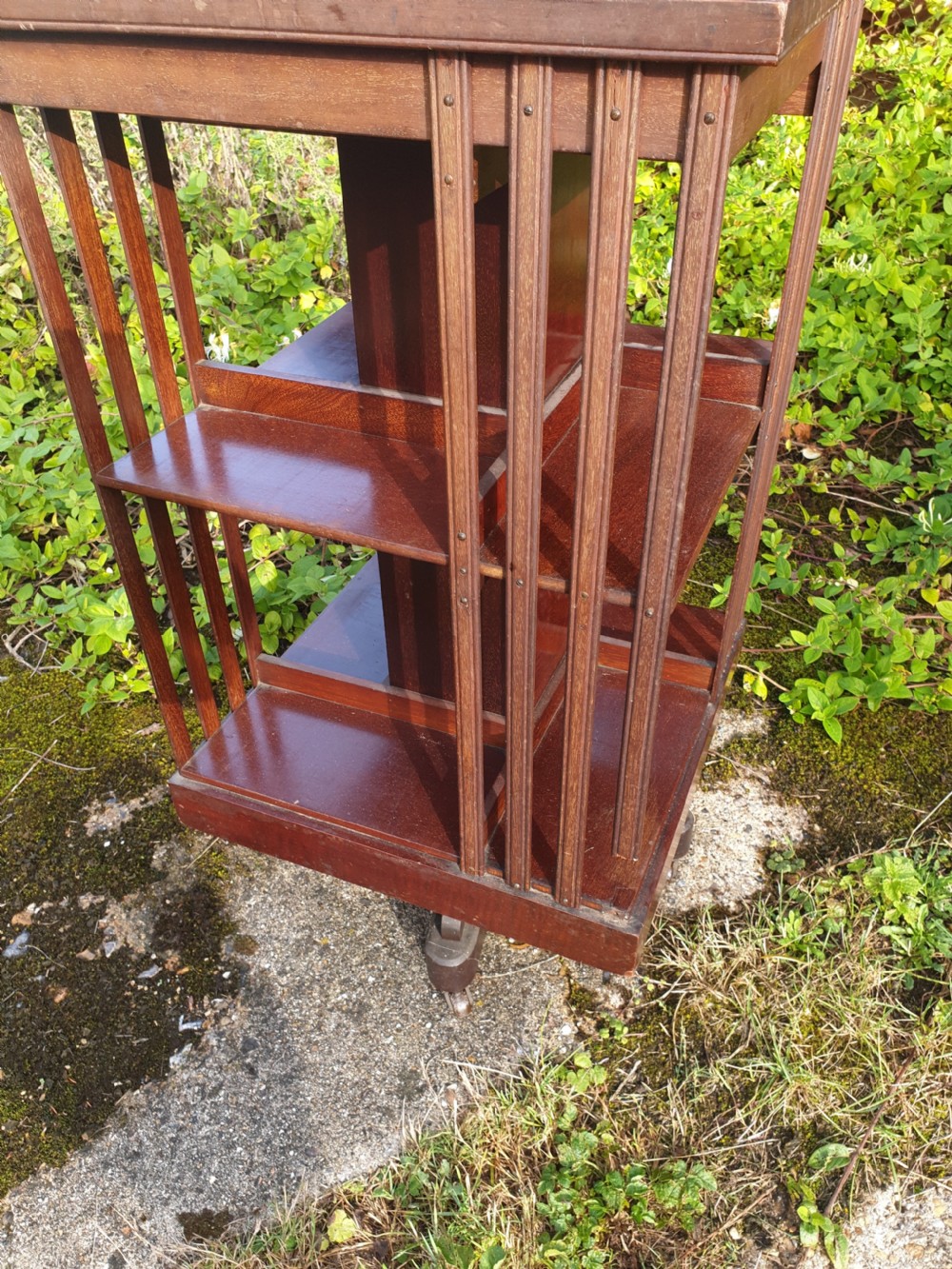 Inlaid mahogany revolving library bookcase  View II