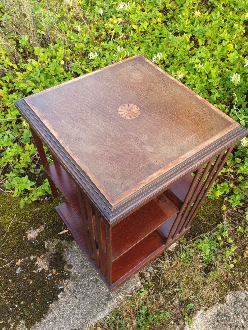 Inlaid mahogany revolving library bookcase  View III