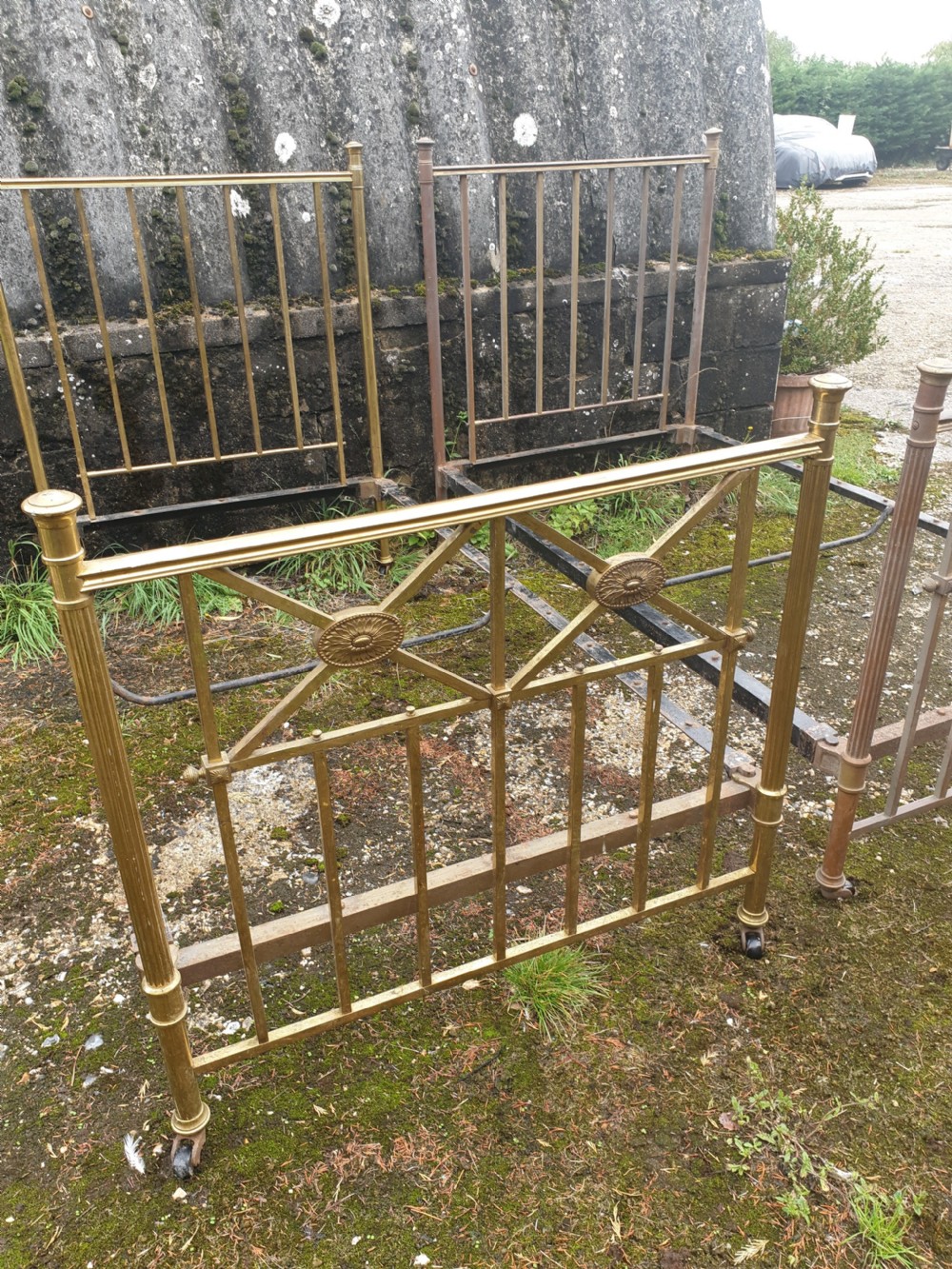 Pair of late Victorian(3 foot 6 inch) brass single beds View III