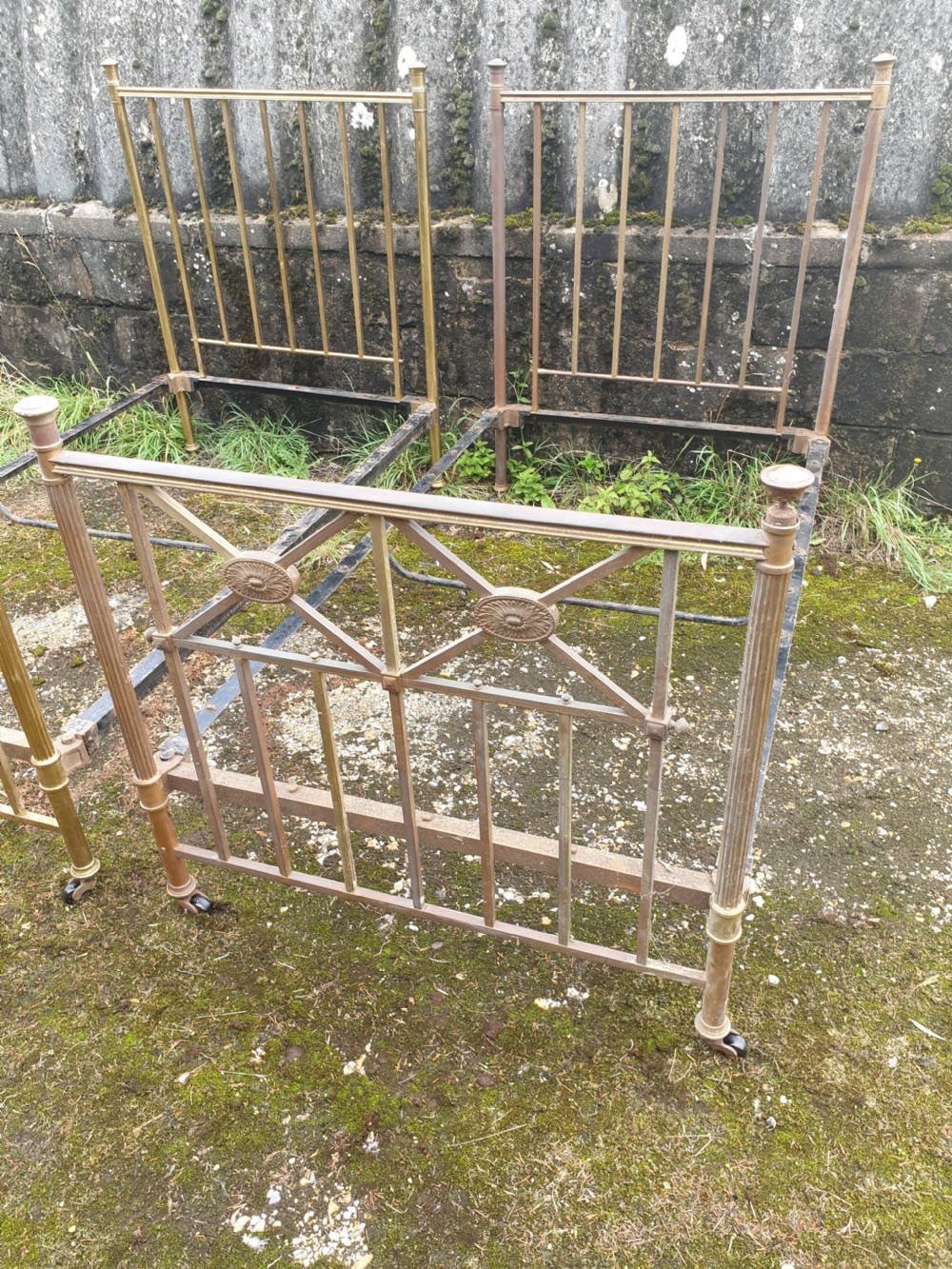 Pair of late Victorian(3 foot 6 inch) brass single beds View IV