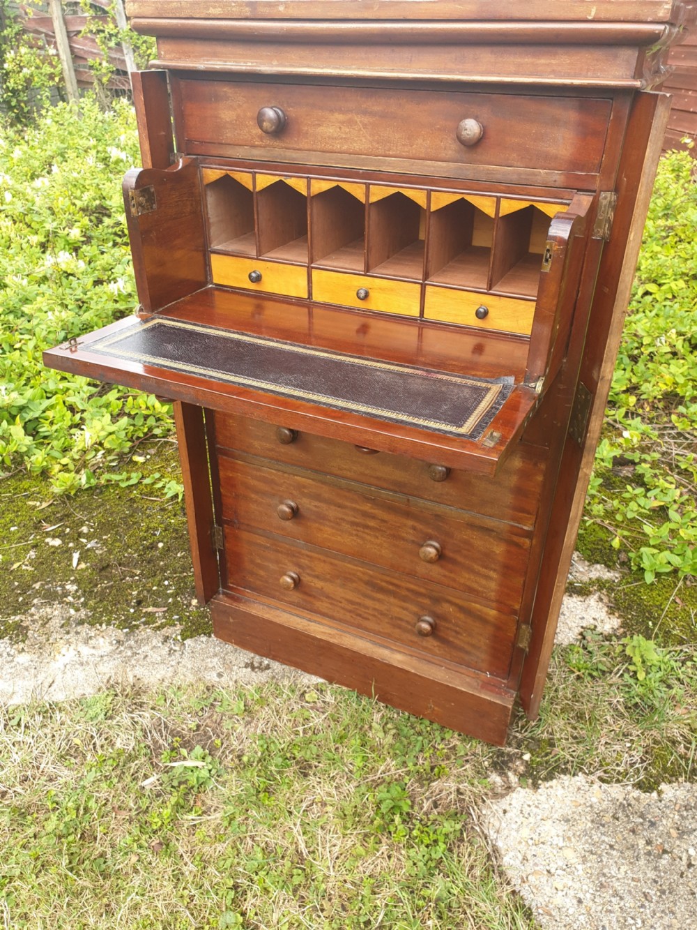 Victorian mahogany secretaire Wellington chest. View II