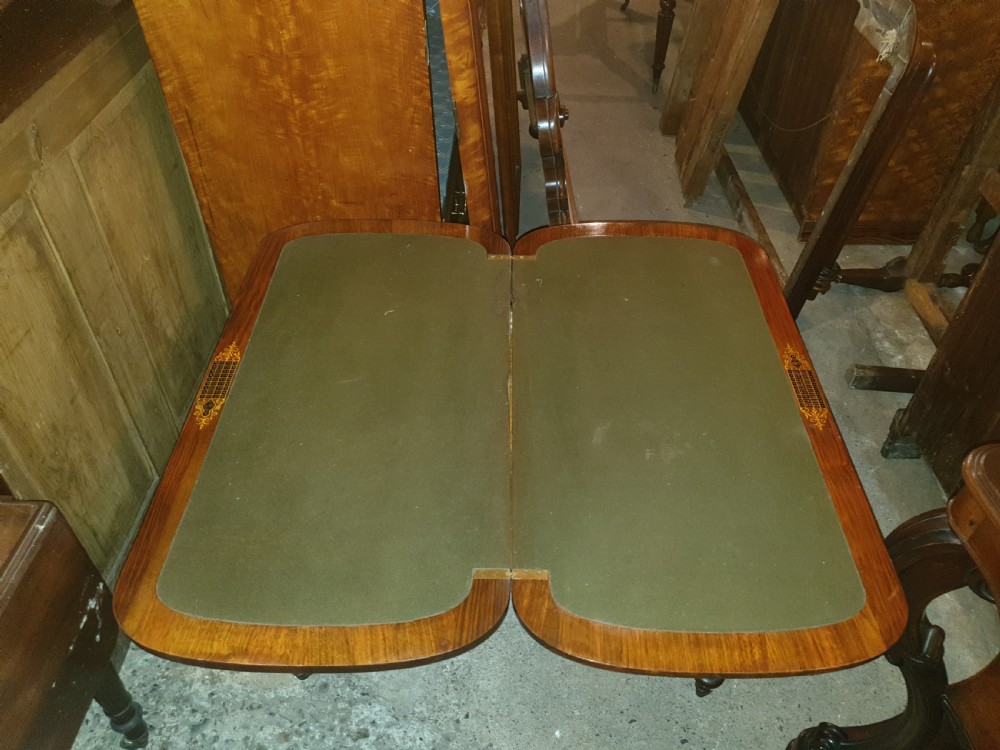 Victorian burr walnut inlaid card table View II