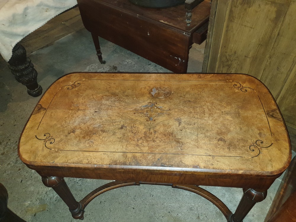 Victorian burr walnut inlaid card table View VII