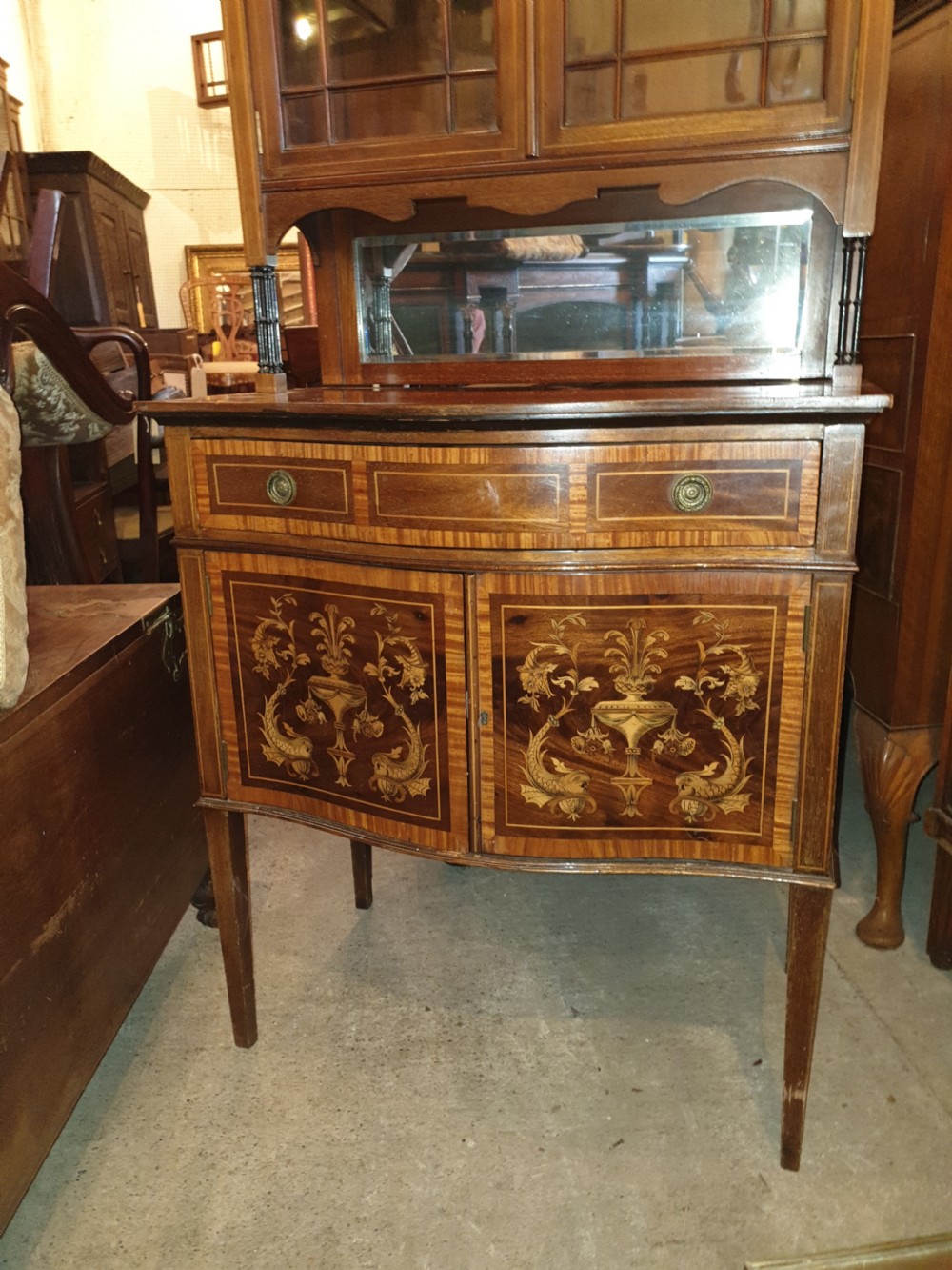 Edwardian inlaid mahogany side cabinet View IV