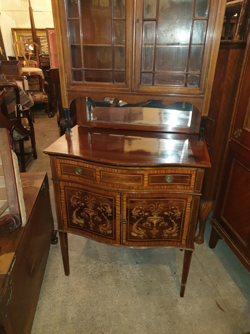 Edwardian inlaid mahogany side cabinet View V