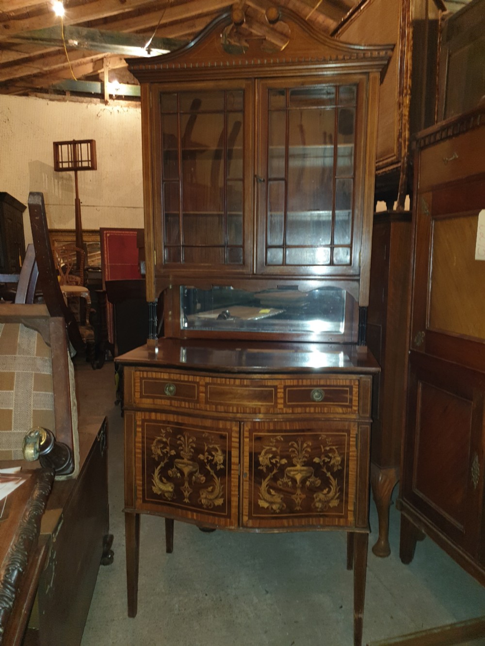 Edwardian inlaid mahogany side cabinet View VII