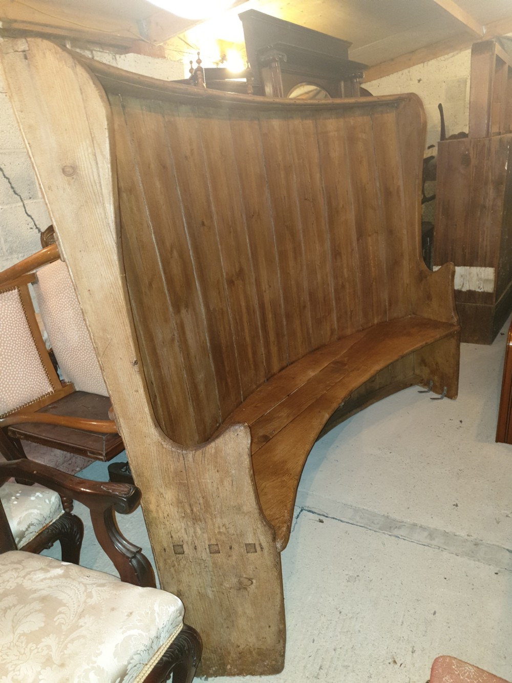 Large Late Georgian bow back settle  View X