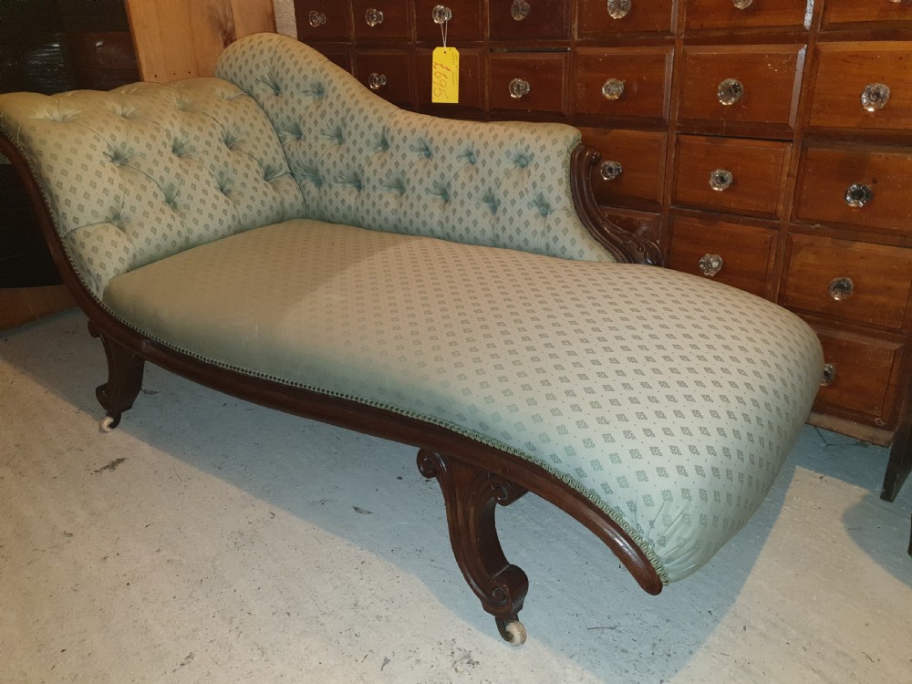 Victorian mahogany single ended chaise longue  View II