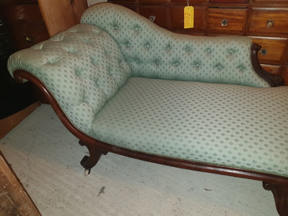 Victorian mahogany single ended chaise longue  View III
