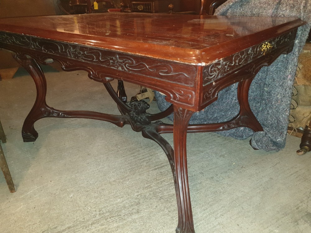 Art Nouveau parquetry top centre table View VI