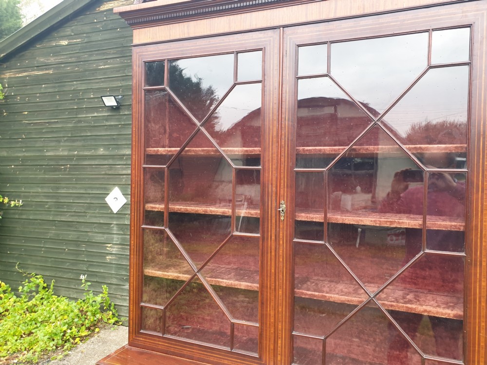 Good late Victorian inlaid bookcase cabinet  View V