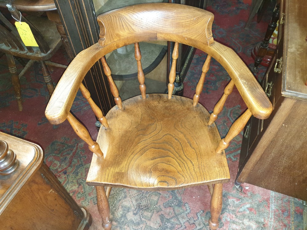 Early 20th century smokers bow desk armchair. 