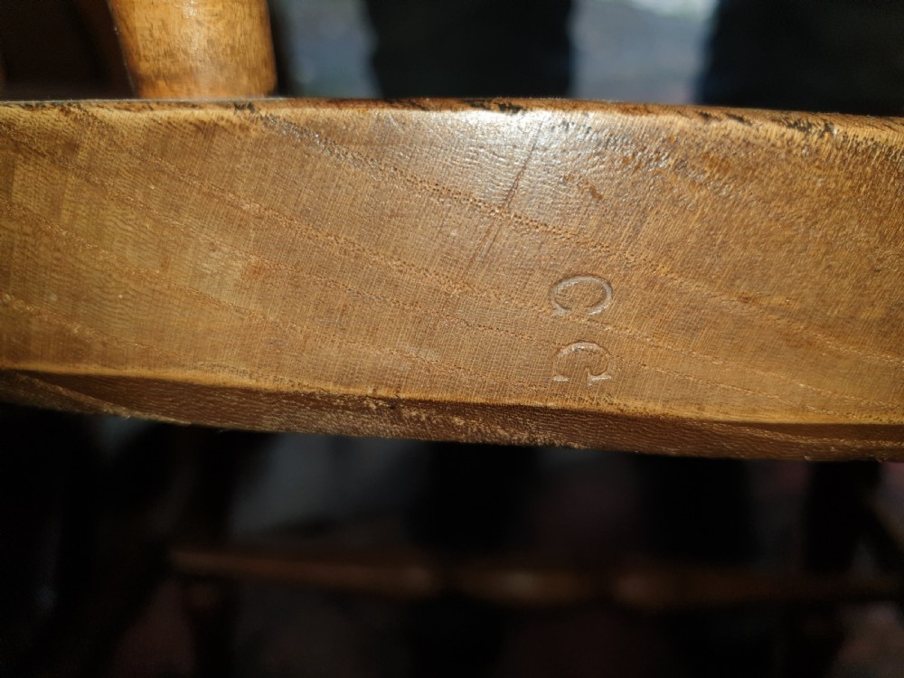Early 20th century smokers bow desk armchair.  View IV