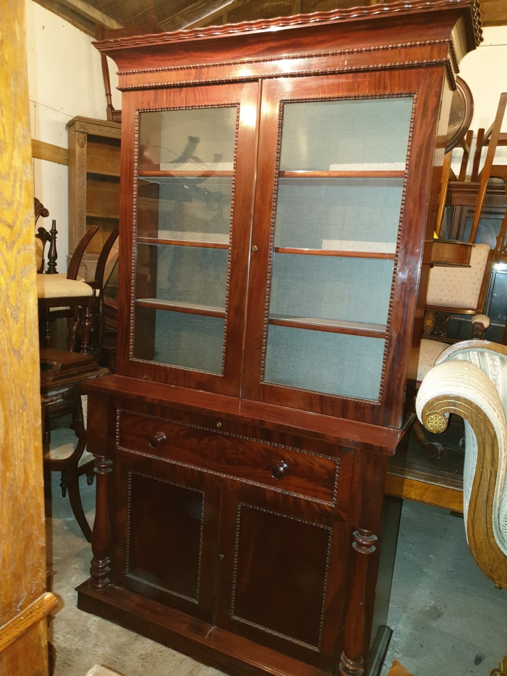 19th century mahogany secretaire bookcase.