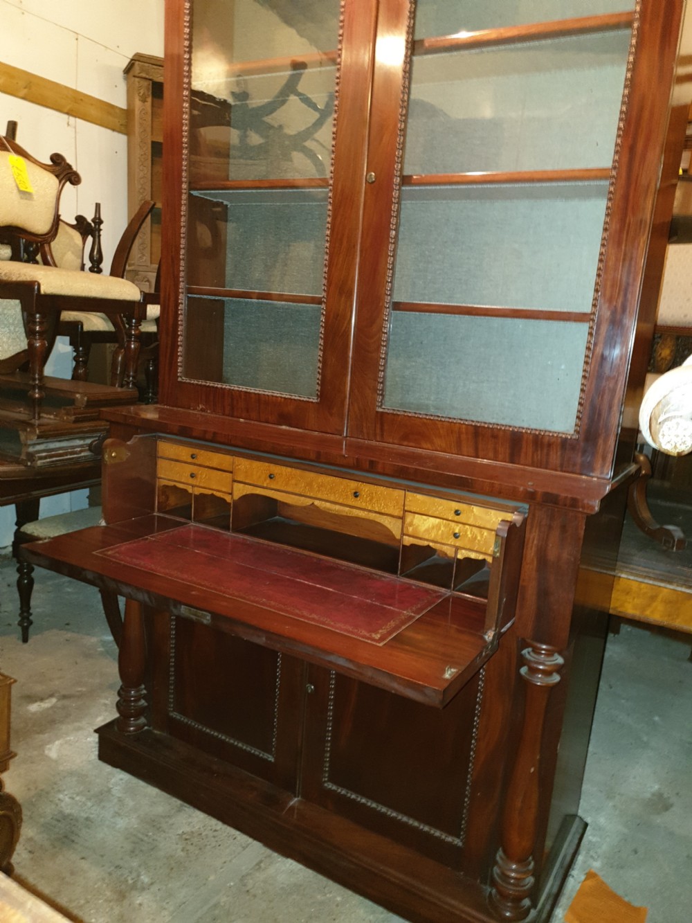 19th century mahogany secretaire bookcase. View II