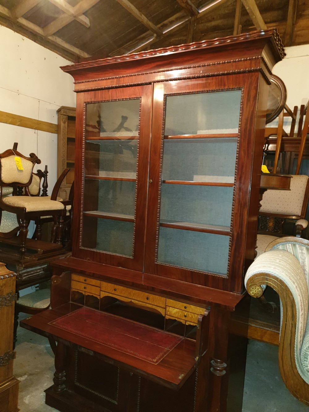 19th century mahogany secretaire bookcase. View III