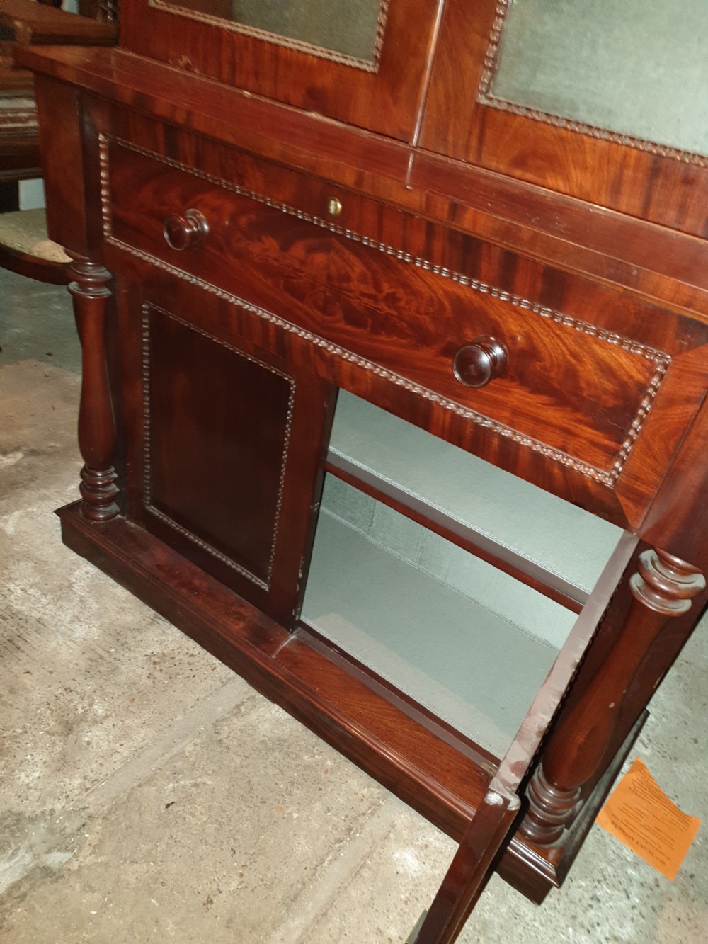 19th century mahogany secretaire bookcase. View IV