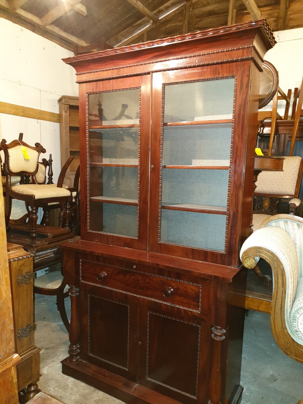 19th century mahogany secretaire bookcase. View VI