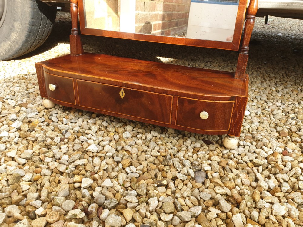 Early 19th century inlaid mahogany dressing table mirror.  View III