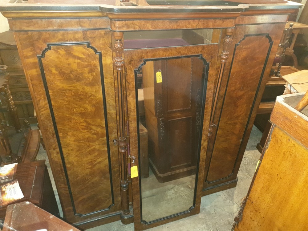 Victorian walnut 3 section wardrobe