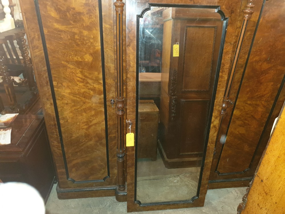 Victorian walnut 3 section wardrobe View VII