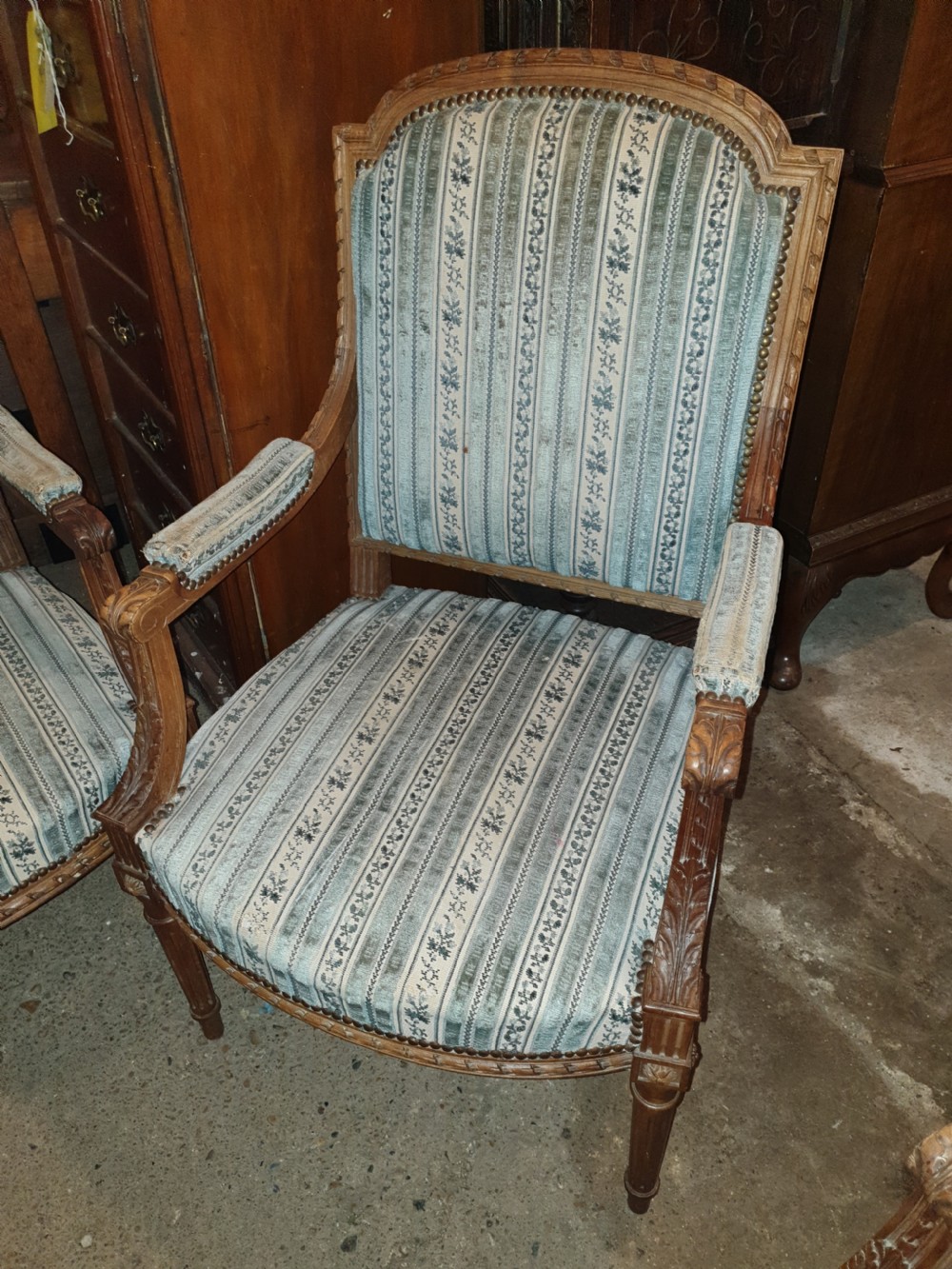 Pair of French walnut Fauteuil View II