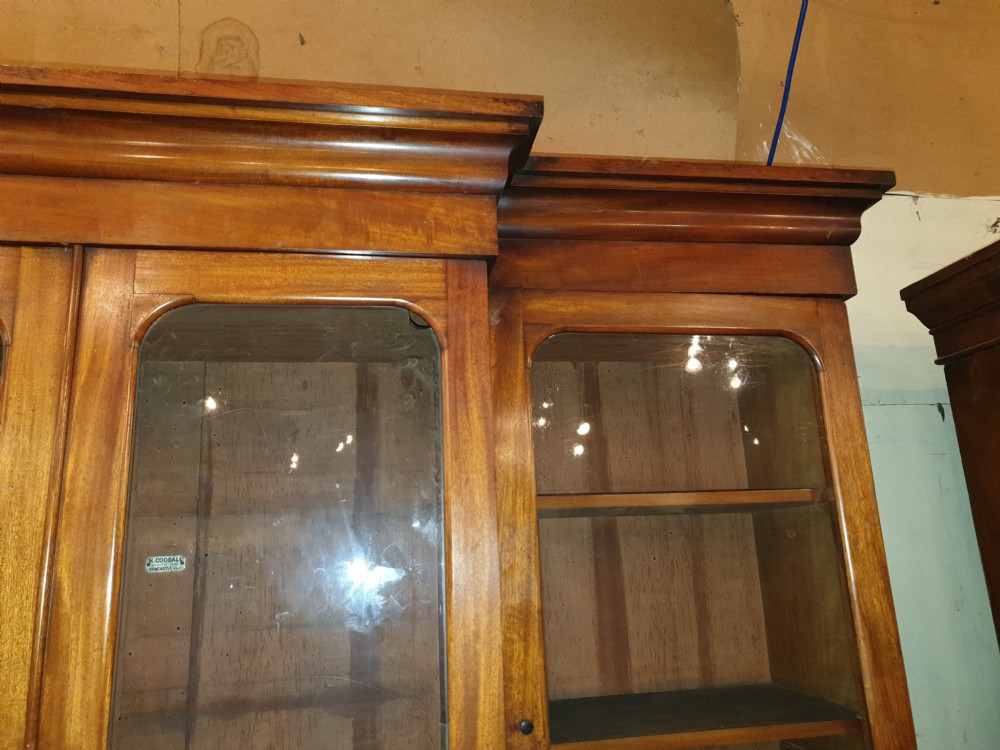 19th century mahogany breakfront front library bookcase  View V
