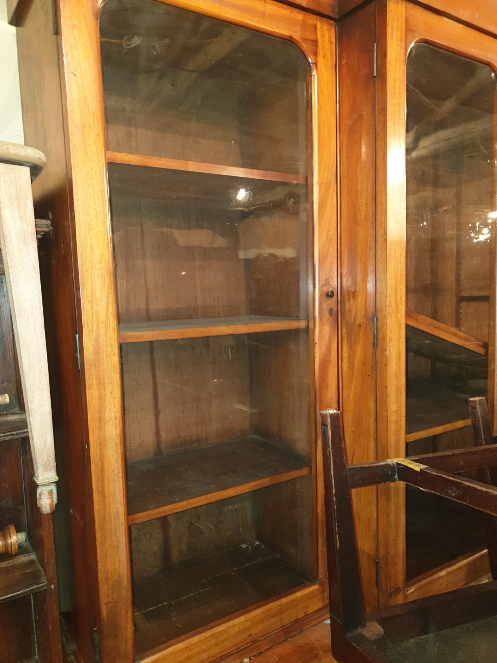19th century mahogany breakfront front library bookcase  View VI