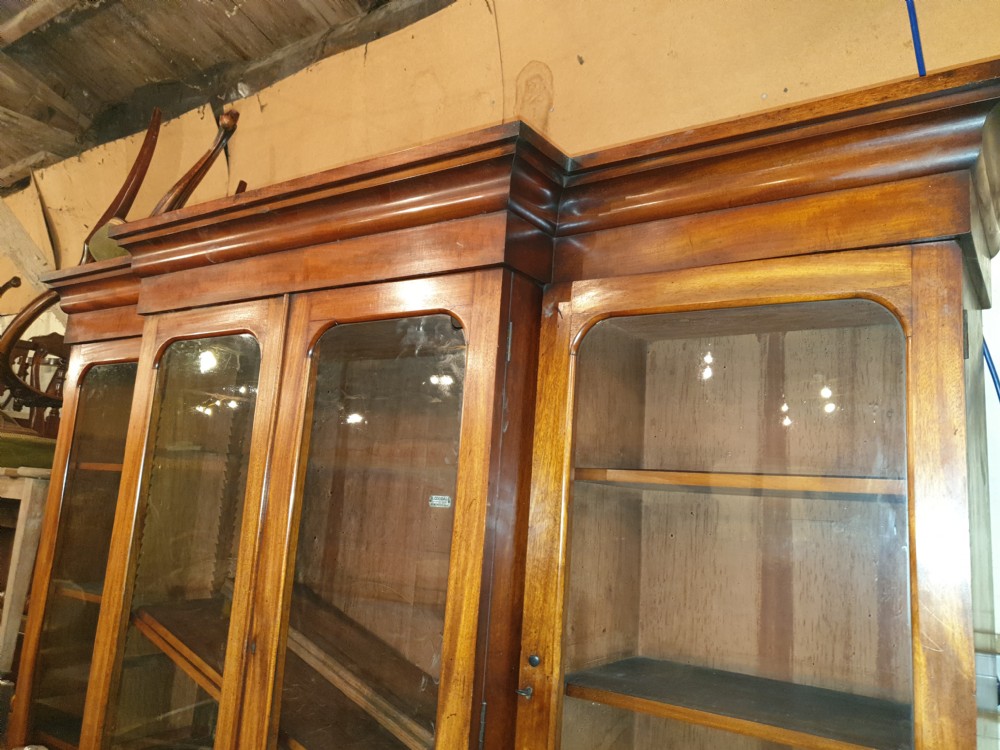 19th century mahogany breakfront front library bookcase  View VIII