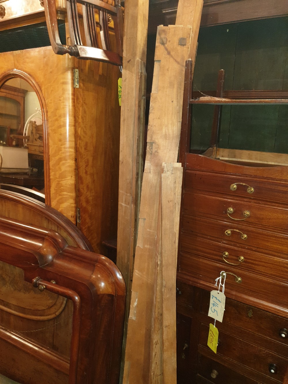 Complete Mid 19th century mahogany half tester bed frame. View IV