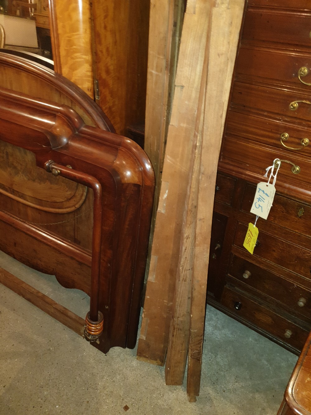 Complete Mid 19th century mahogany half tester bed frame. View V