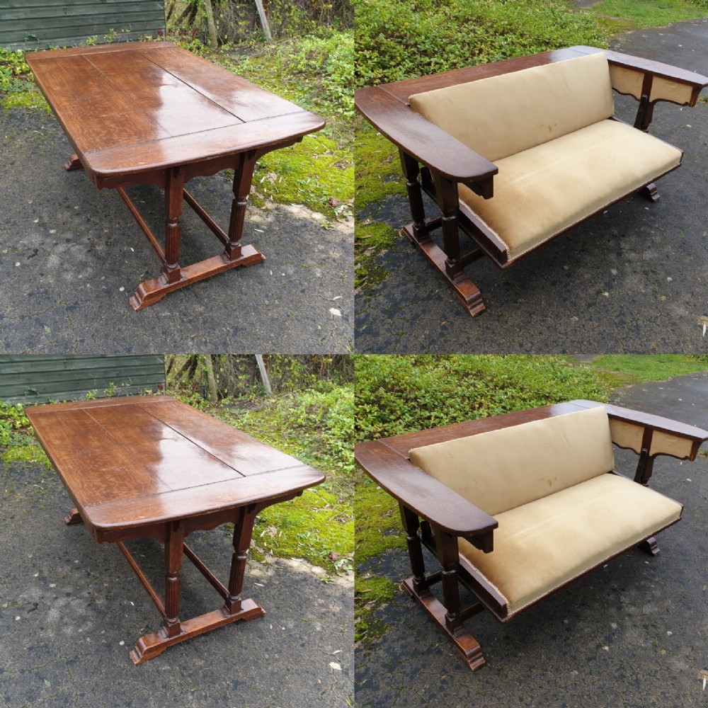 Unusual oak combined dining table sofa