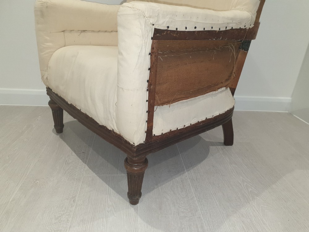 Good barrel back mahogany frame upholstered armchair  View II