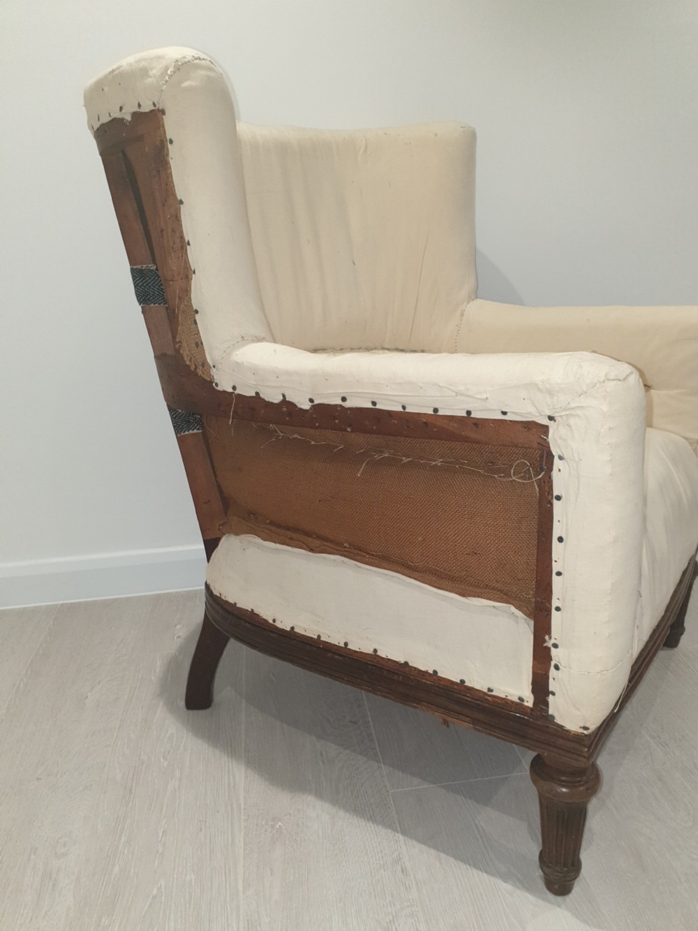 Good barrel back mahogany frame upholstered armchair  View IV