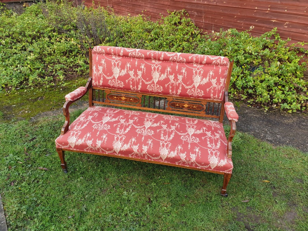Pretty inlaid rosewood window seat