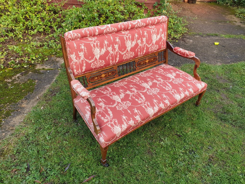 Pretty inlaid rosewood window seat View II