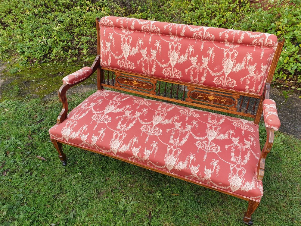 Pretty inlaid rosewood window seat View V