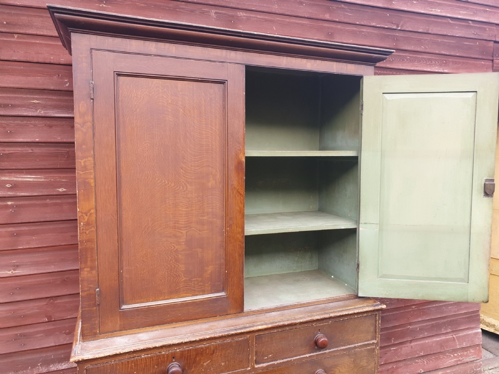 Good totally original early Victorian scumbled pine linen cupboard  View IV