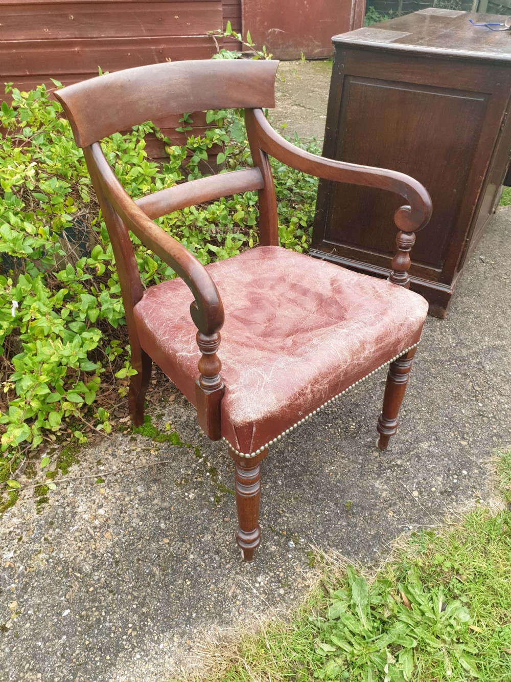 Early Victorian mahogany desk armchair  View II