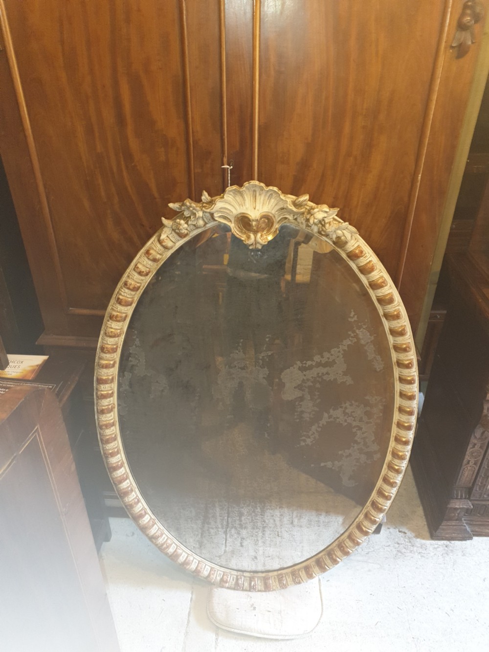 Large 19th century country house oval wall mirror.  View V