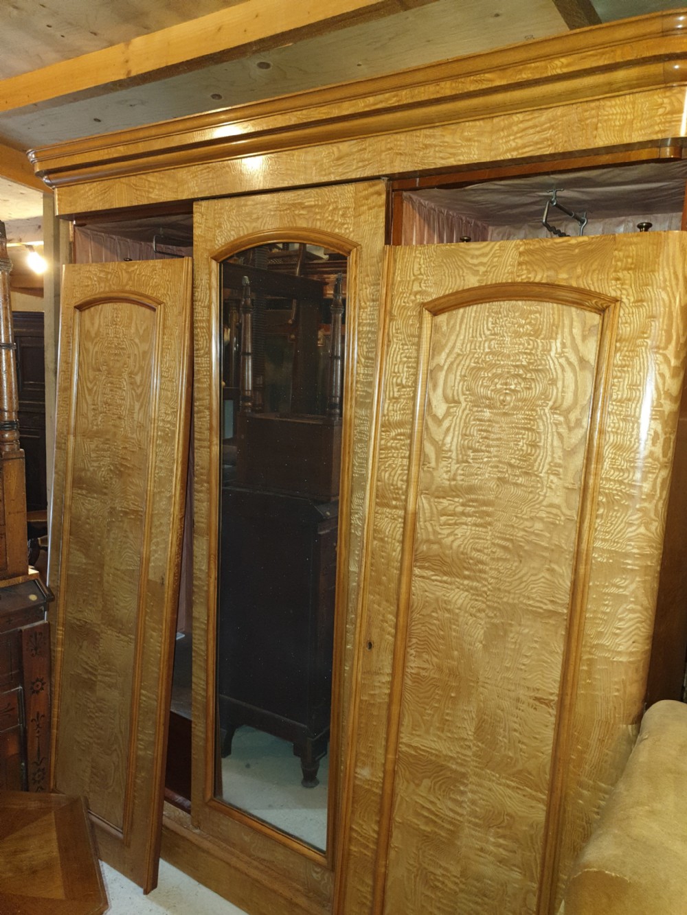 Good quality Hungarian ash triple wardrobe. 