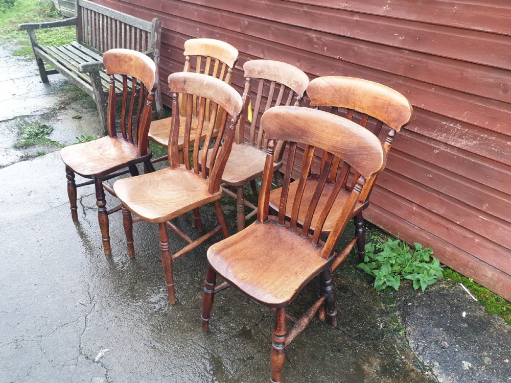 Matched set of 6 Windsor kitchen chairs View II