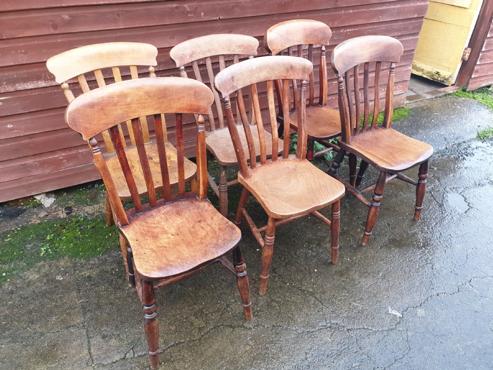Matched set of 6 Windsor kitchen chairs View III